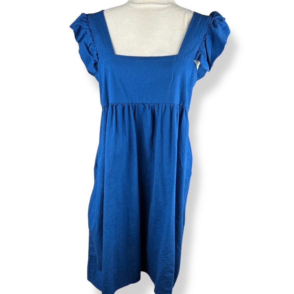 2 Hearts Y2K Linen Babydoll Dress Size Large Ruffle Peasant Milkmaid USA Made